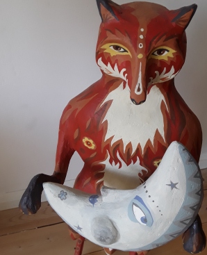 Fox and Moon. SOLD